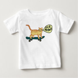 Check Meowt Punny Skateboard Tabby Cat T-Shirt