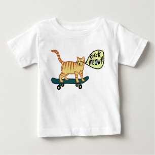 Check Meowt Punny Skateboard Tabby Cat T-Shirt