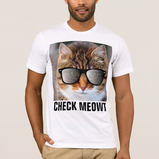 Check Meowt, T-shirt Engraçada De Gato (Frente)