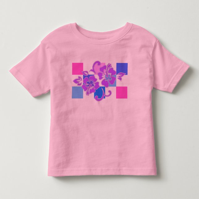 Checkerboard Hibiscus Toddler e Camisetas de crian (Frente)