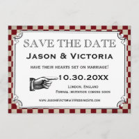 Checkerboard Steampunk Casamento Salve os Cartões 