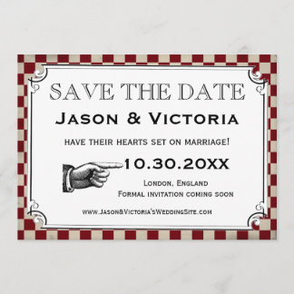 Checkerboard Steampunk Casamento Salve os Cartões