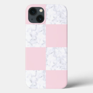 Checkered cor-de-rosa de mármore branco moderno