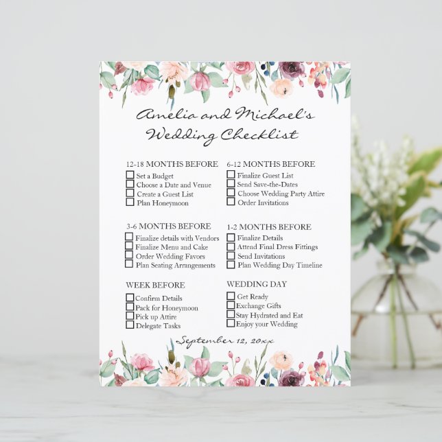 Checklist para o casamento do Rosa Blush White (Em pé/Frente)