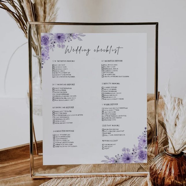 Checklist para o casamento roxo de 12 meses (12 Month Purple Wedding Checklist)