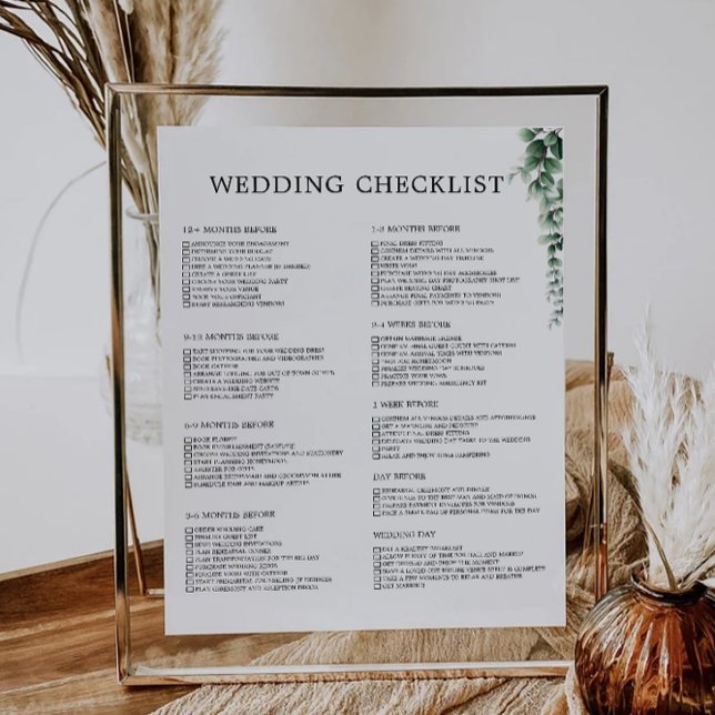 Checklist para o casamento verde de 12 meses (12 Month Greenery Wedding Checklist)