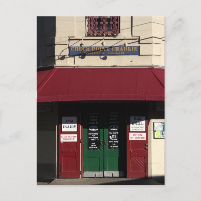 Checkpoint Charlie, cartão postal de Nova Orleans (Frente)