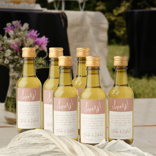 "Cheers Script Terracotta" Obrigado "Favor do Casa (Favor Labels in packs of 10 rustic cream and terracotta)