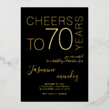 Cheers to 70 years Black Gold Elegant Birthday