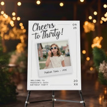 Cheers to Thirty 30 Retro Photo Birthday Welcome 