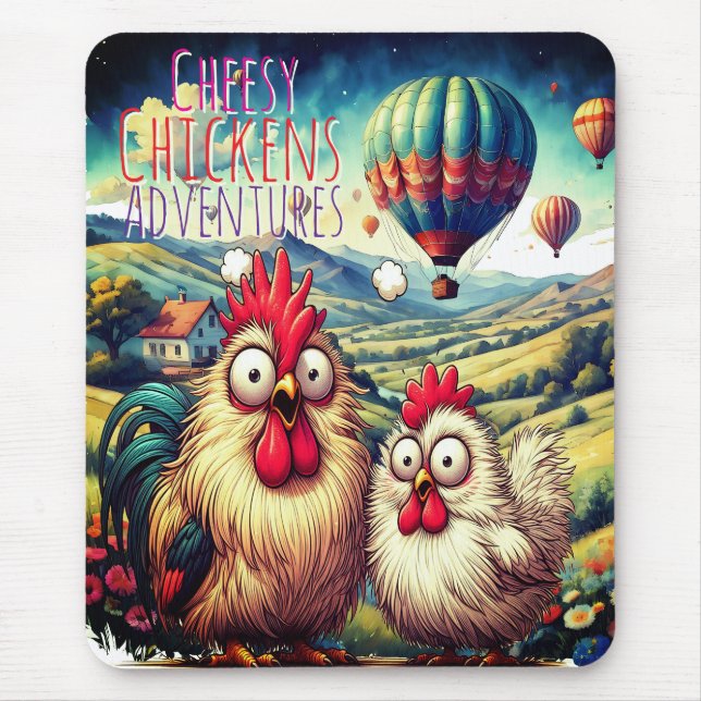 "Cheesy Chicken Balloon Adventure" Mouse Pad (Frente)