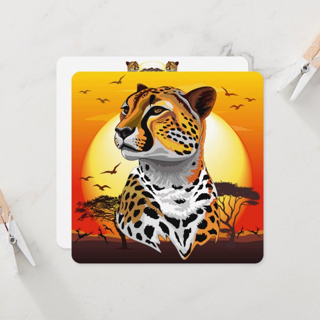 Cheetah African Feline Wild Animal (Frente/Verso In Situ)