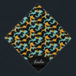 Cheetah Animal Print Tea Script Nome Pet Bandana<br><div class="desc">Bandana,  nome de animal de estimação,  com impressão animal</div>