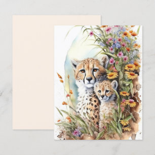 Cheetah Baby e Mamãe Flat Card