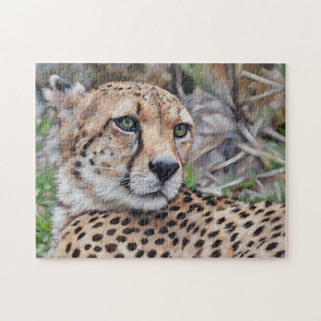 Cheetah Cat Wild Art Nature Quebra-cabeça (Horizontal)