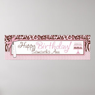 Cheetah Impressão and Cake Birthday Banner
