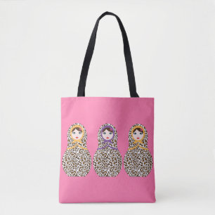 Cheetah Impressão Matryoshka Tote Bag