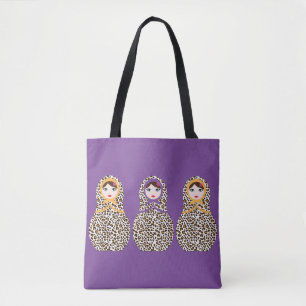 Cheetah Impressão Matryoshka Tote Bag