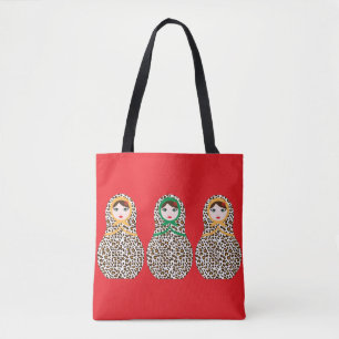 Cheetah Impressão Matryoshka Tote Bag
