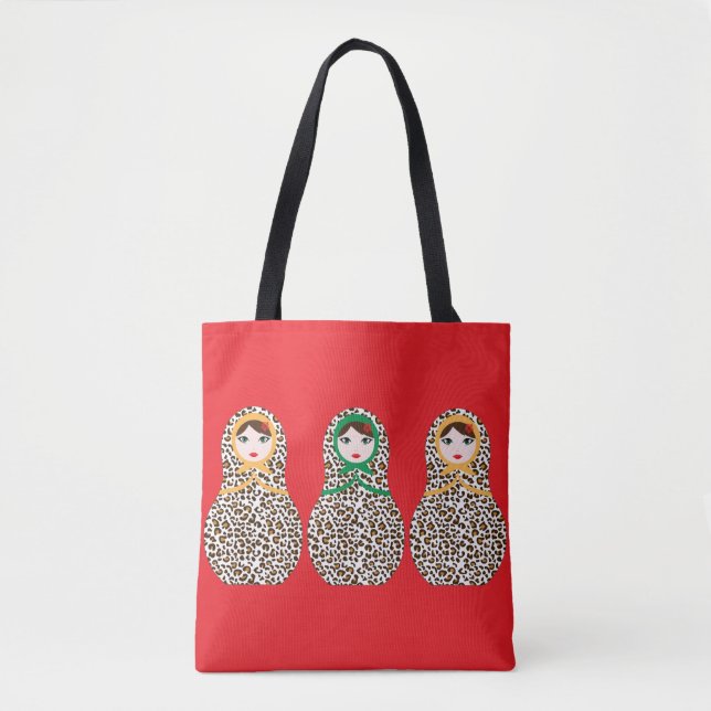Cheetah Impressão Matryoshka Tote Bag (Frente)