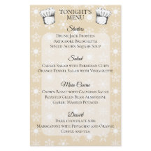Chef chapéu de neve menu de janto de Natal