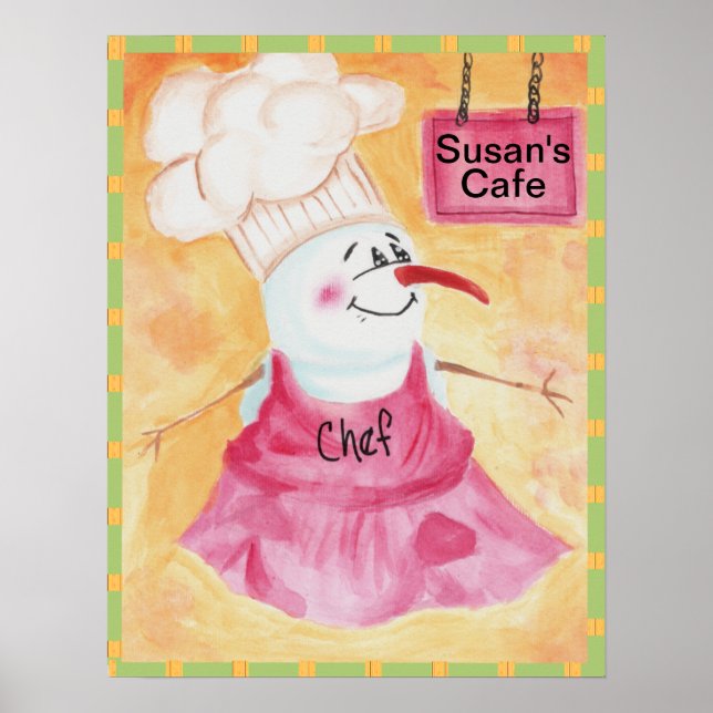 Chef de Neve em Apron & Chef's Hat Poster (Frente)