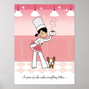 Chef e cão na Poster da cozinha