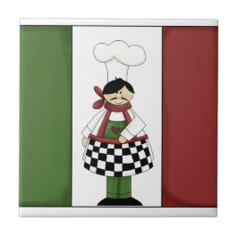 Chef italiano nº 8 com Azulejo de bandeira
