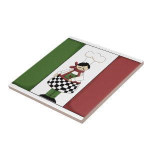 Chef italiano nº 8 com Azulejo de bandeira