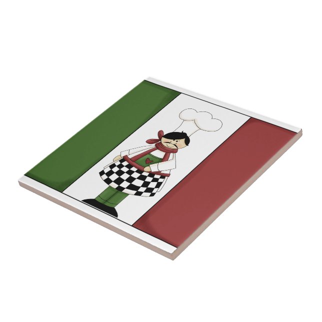 Chef italiano nº 8 com Azulejo de bandeira (Lateral)
