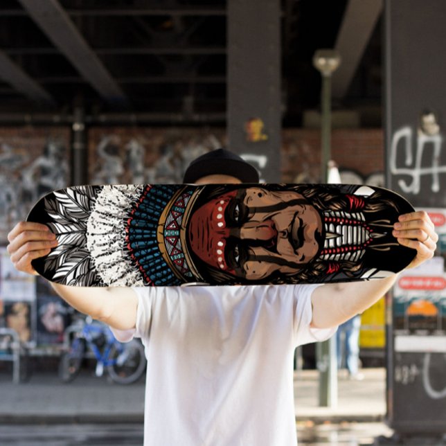 Chefe de skate indiano | Deck do skateboard tribal (Tribal Chief Skateboard Deck)