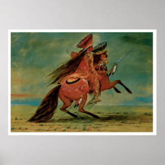 Chefe Indiano Guerreiro Vintage Art Impressão Post