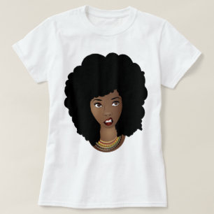 Cheio Afro, Lábios vermelhos com camisa de atitud