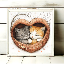 Cheio Cardíaco de Purrs Gatinho Cudles Poster Wall
