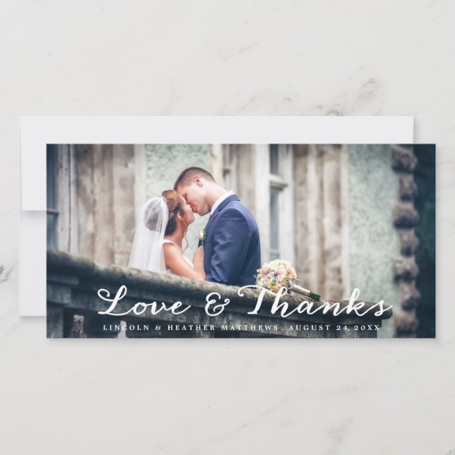 Cheio Casamento Horizontal Obrigado Cartão com fot (Frente)