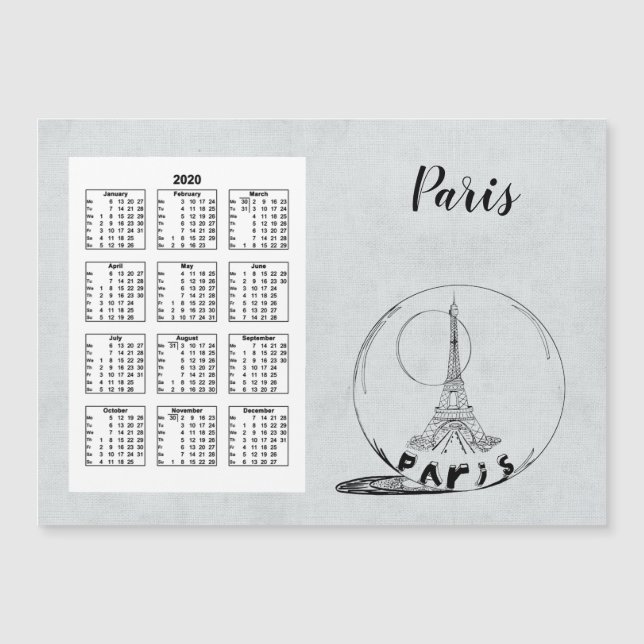 Cheio da Cidade do Calendário 2020 Paris (Frente)