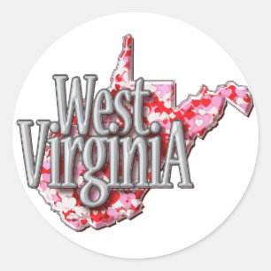Cheio de West Virginia de etiquetas dos corações