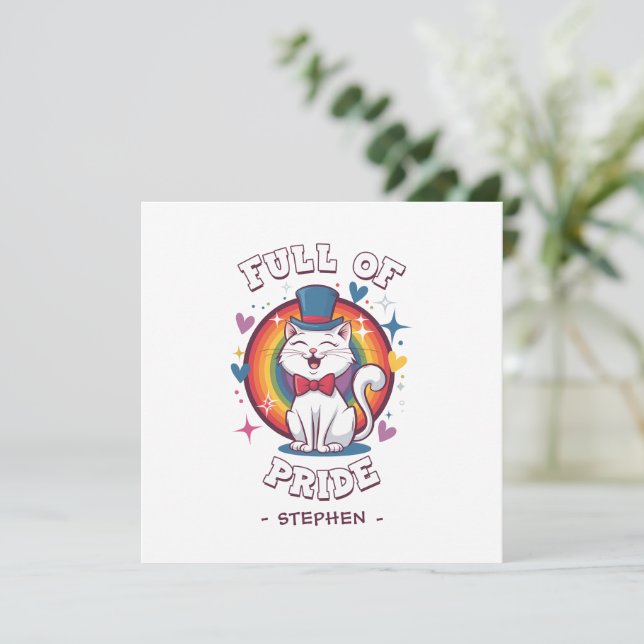 Cheio do Orgulho | Orgulho Gato LGBTQ (Em pé/Frente)