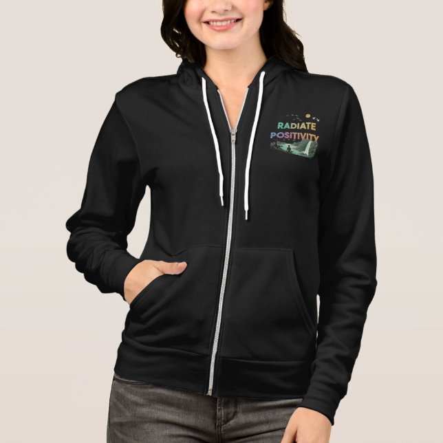 cheio "Radiate Positivity" - Hoodie Zip. Camiseta (Frente)
