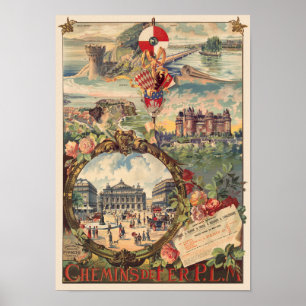 Chemins de Fer P.L.M. França Poster vintage 1890