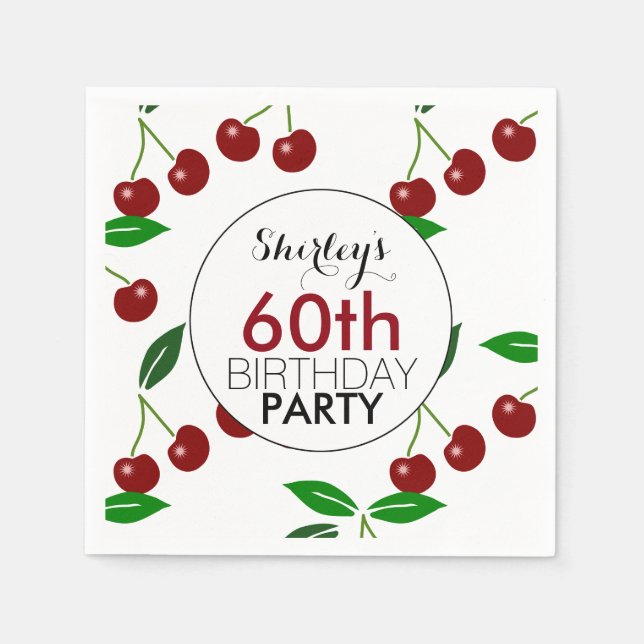 Cherry 60º guardanapos de papel de Festa de aniver (Frente)