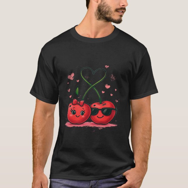 Cherry Amadurece T-Shirt - Gráfico de Frutas estét (Frente)