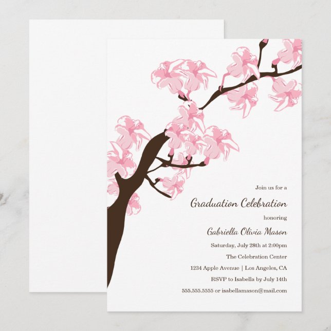 Cherry Blossom | Convite de festas (Frente/Verso)
