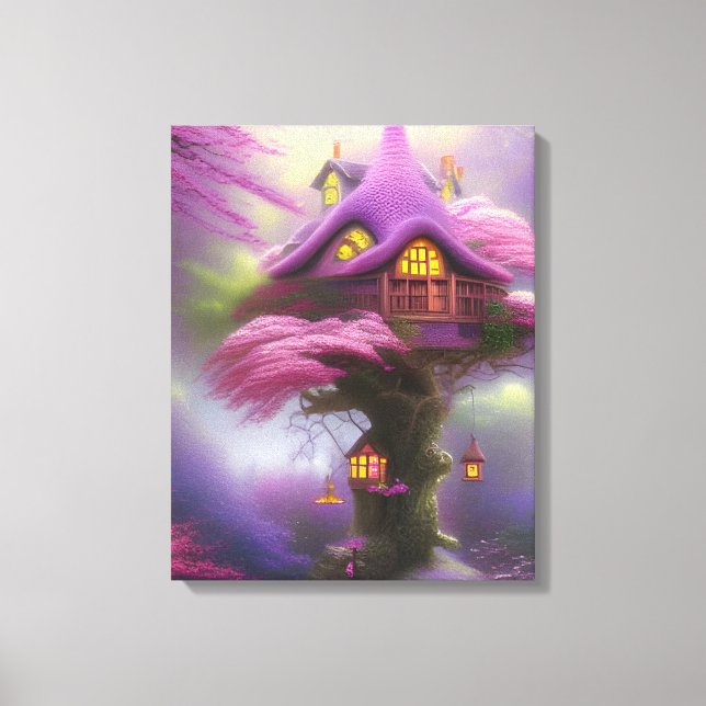 Cherry Blossom Fairy House Fantasy Canvas Art (Frente)
