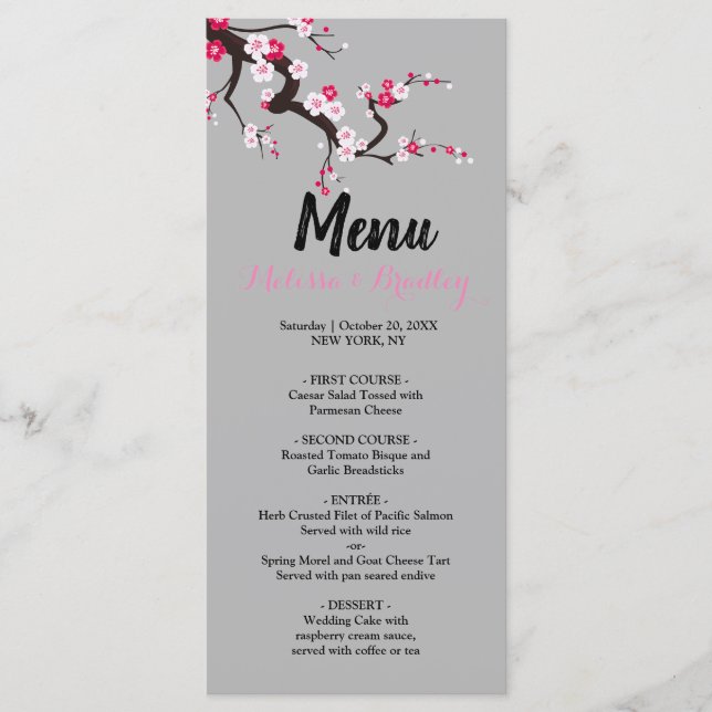 Cherry Blossom Pink White floral Menu (Frente)