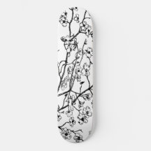 Cherry Blossom Skateboard Preto e Branco
