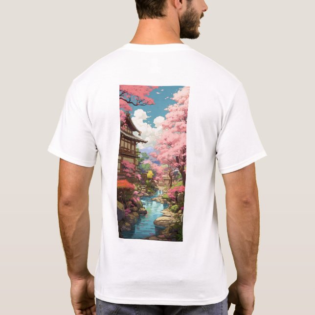 Cherry Blossom Studio Ghibli Inspirou T-Shirt (Verso)
