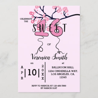 Cherry Blossom Sweet 16 Convite