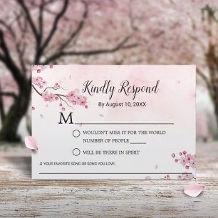Cherry Blossom Watercolor Floral Pink RSVP