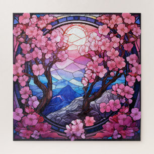Cherry Blossomo Stains Glass Quebra-cabeça